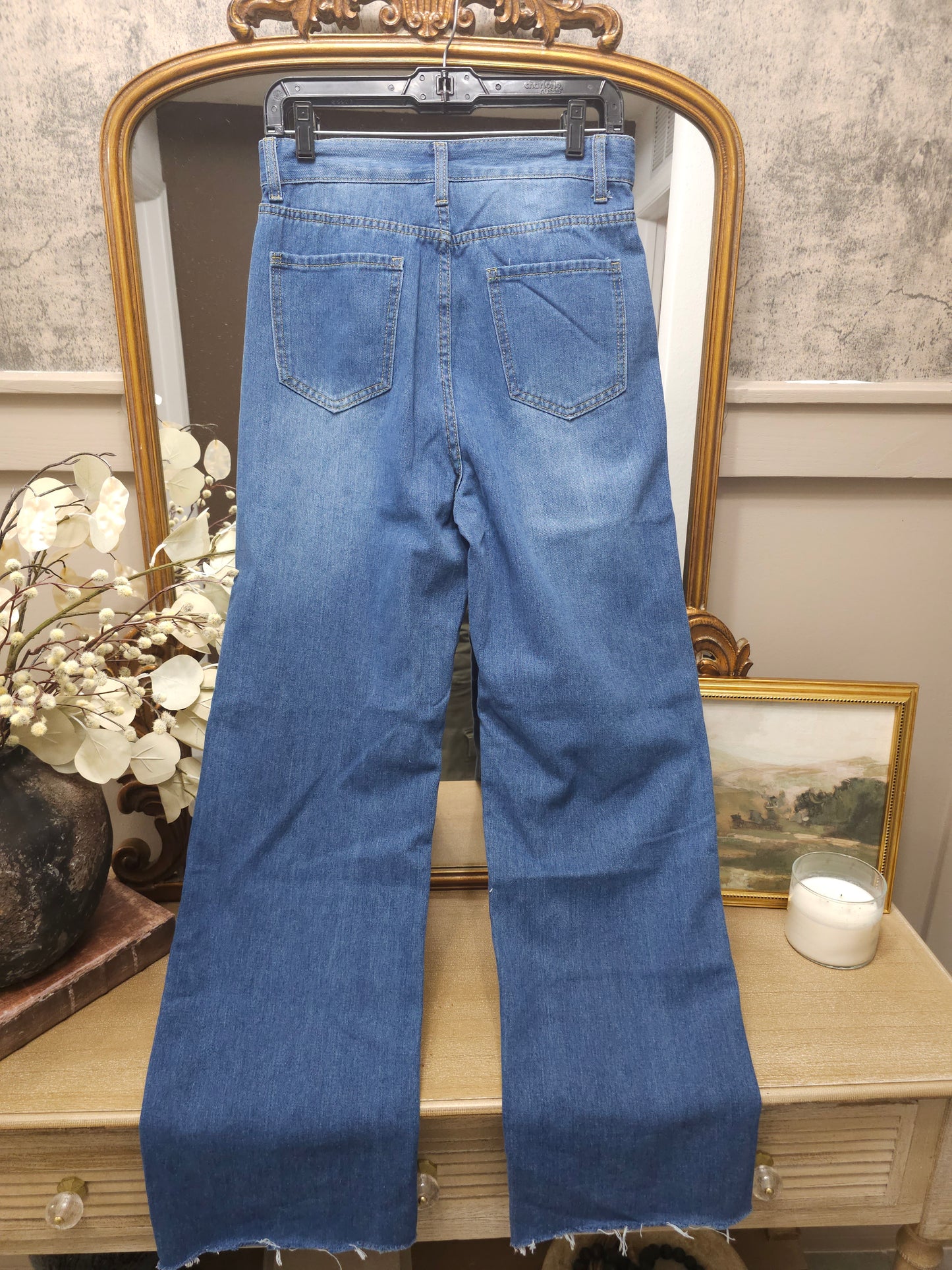 High-Waist Distressed Jeans