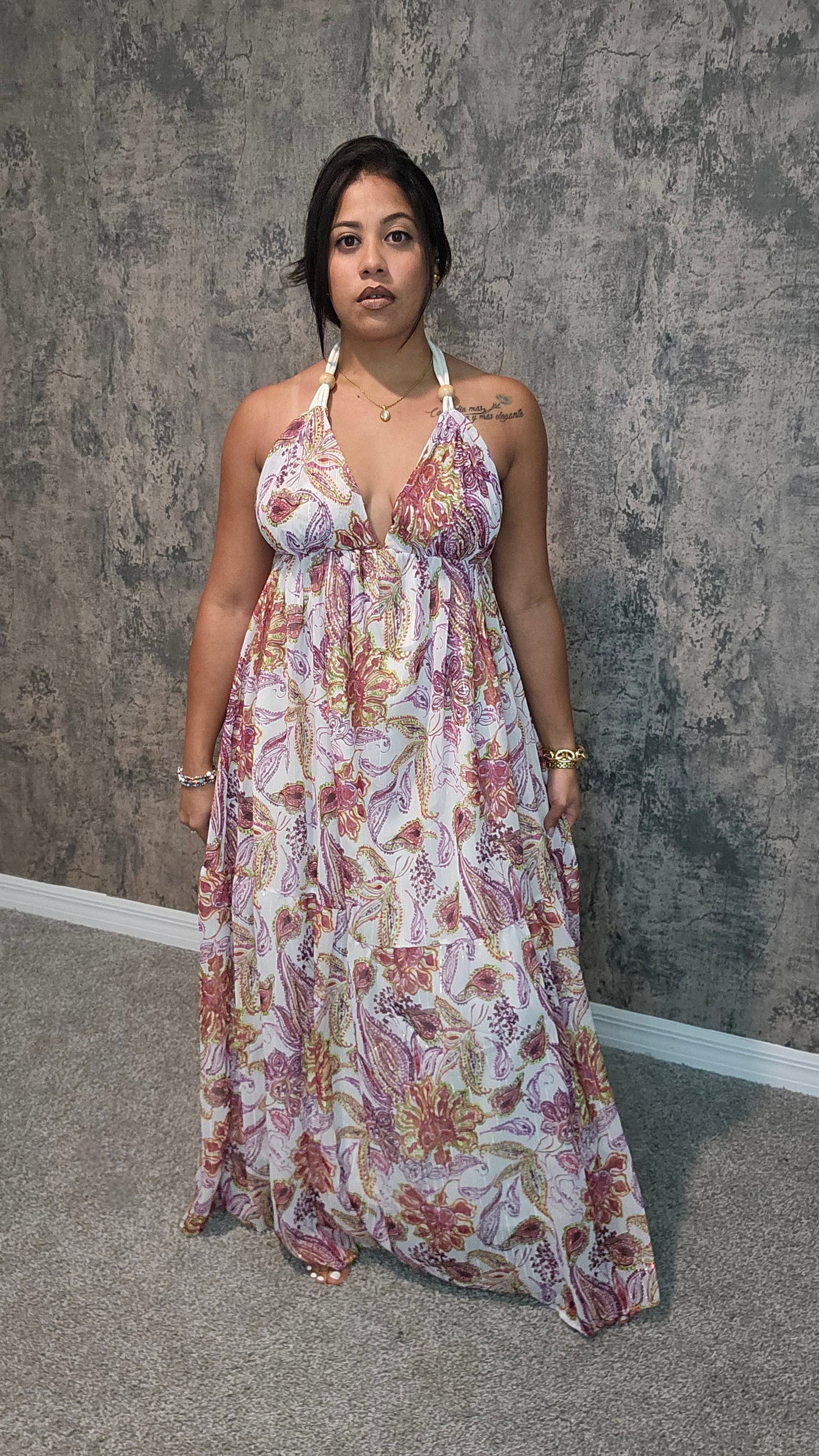 Floral Macramé Maxi Dress