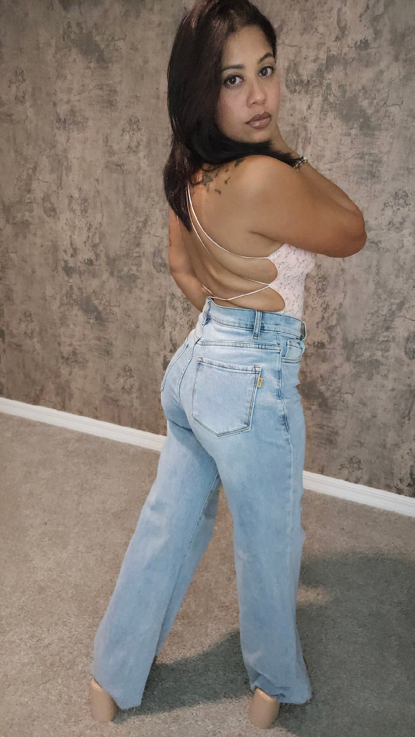 Asymmetric High-Rise Wide-Leg Jeans
